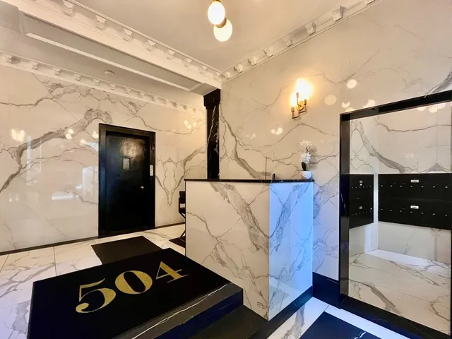 a view of a balcony with staircase