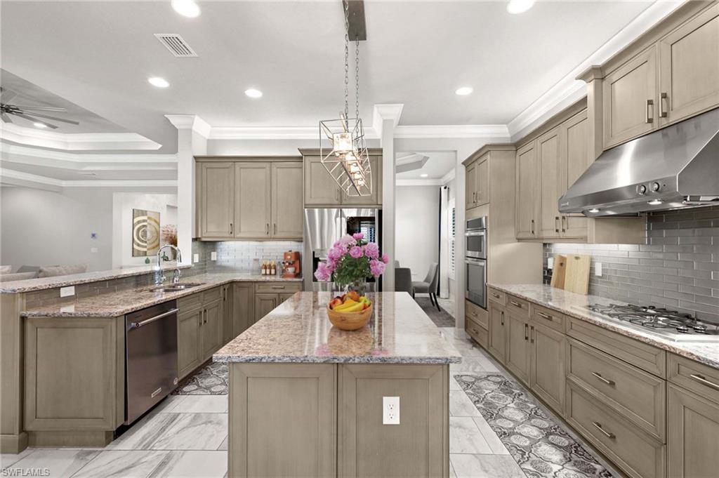 4366 Caldera Circle Naples, FL 34119 - Photo 6 of 41 a kitchen with stainless steel appliances granite countertop a sink counter space and wooden floor