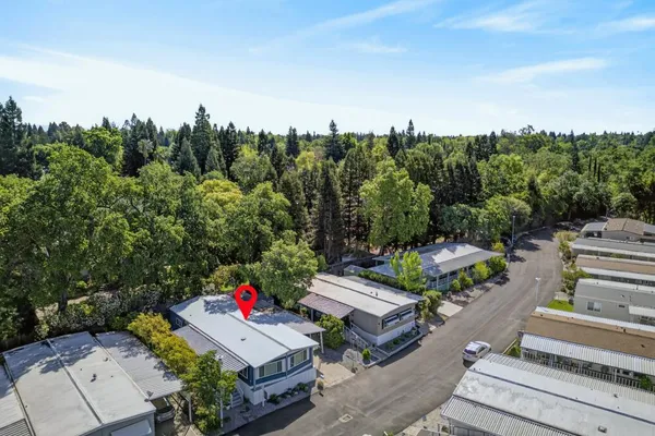 an aerial view of a house having outdoor space