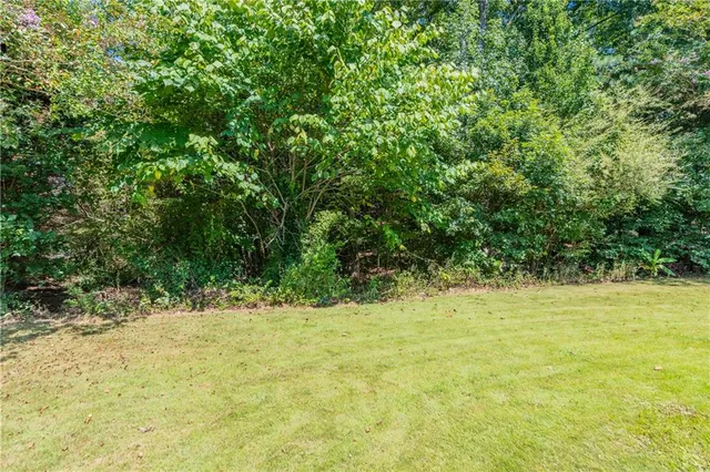 a view of a yard with an trees