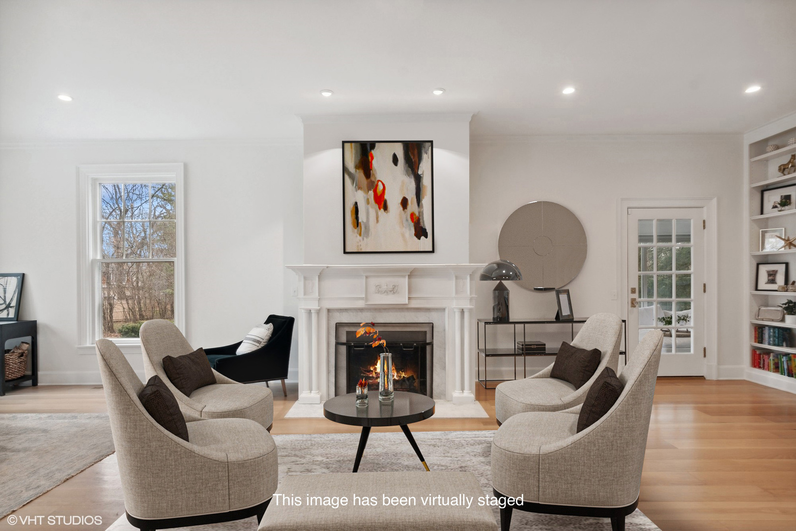 1241 Edgewood Road Lake Forest, IL 60045 - Photo 6 of 46 a living room with furniture and a fireplace