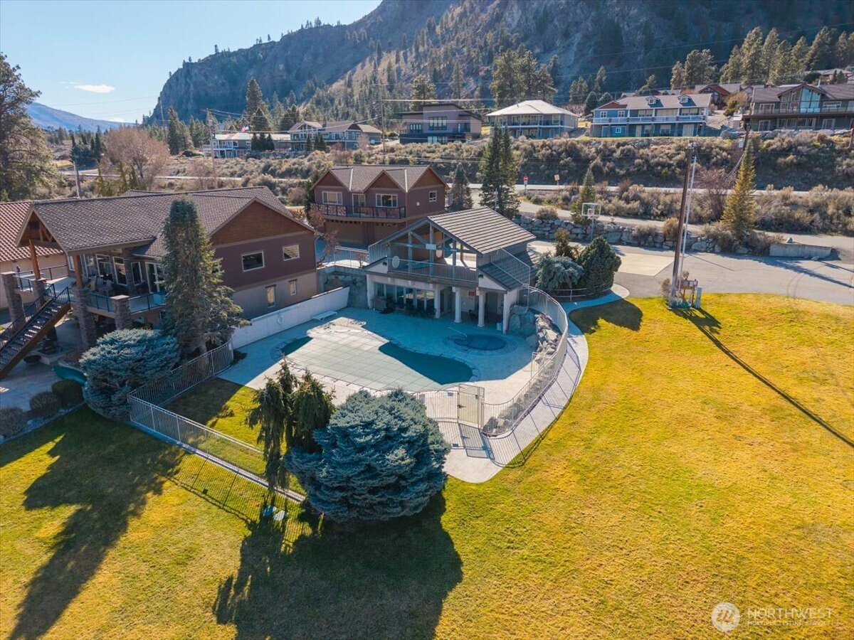 15315 Lakeview Street Entiat, WA 98822 - Photo 26 of 35 a aerial view of a house with swimming pool