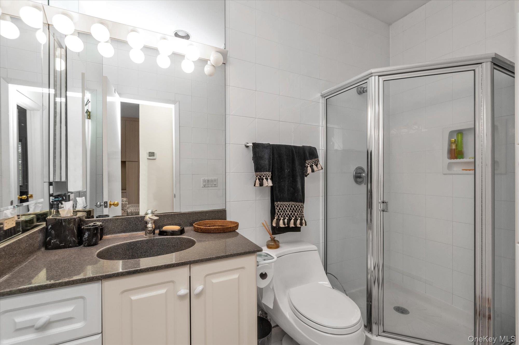 1055 Cedarhurst Street Valley Stream, NY 11581 - Photo 23 of 27 a bathroom with a granite countertop sink toilet and shower