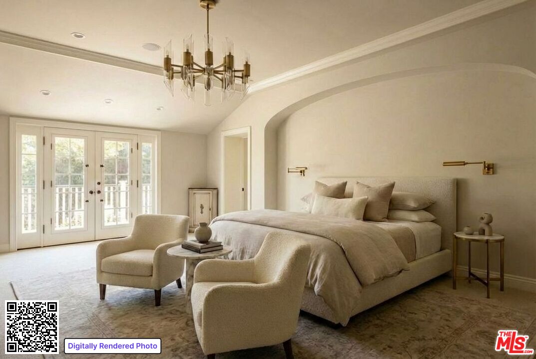 685 Elkins Road Los Angeles, CA 90049 - Photo 13 of 24 a bed room with a bed and a couch