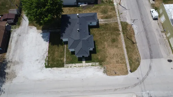 an aerial view of a house