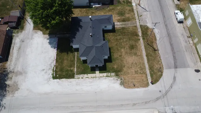 an aerial view of a house
