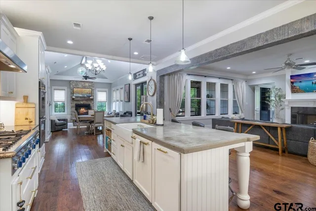 a kitchen with lots of counter space