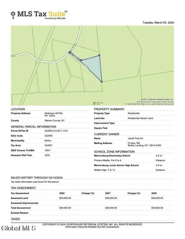$145,000 | 356 Dickinson Hill Road, Bolton, NY 12824
