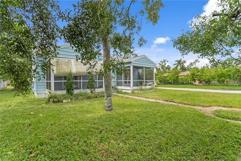 a view of a house with a backyard