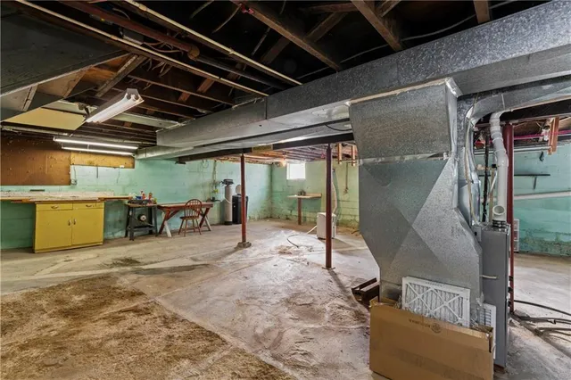 a view of a hall with wooden floor