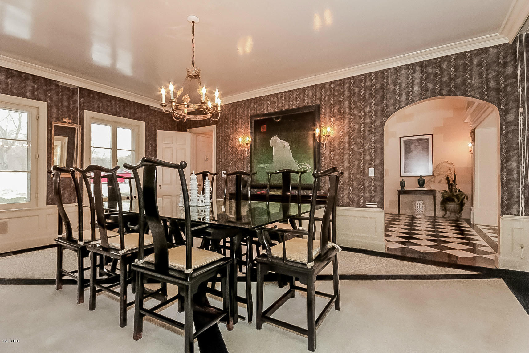 200 Stanwich Road Greenwich, CT 06830 - Photo 9 of 18 a view of a dining room with furniture and chandelier