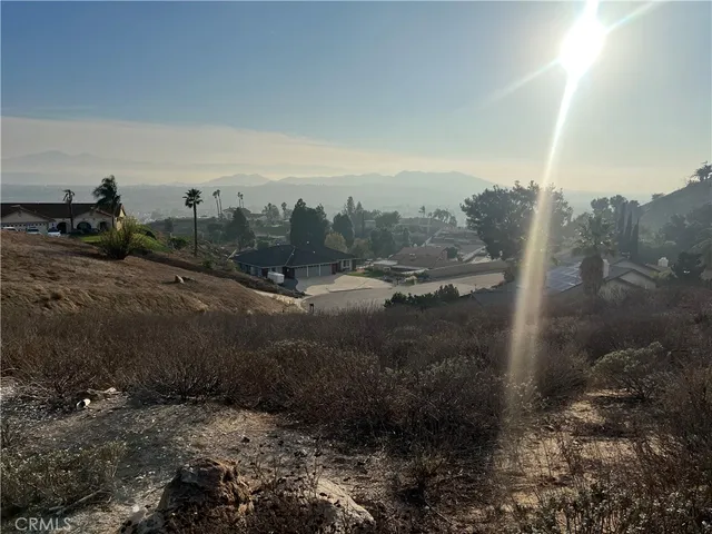 a view of a town with trees in the background