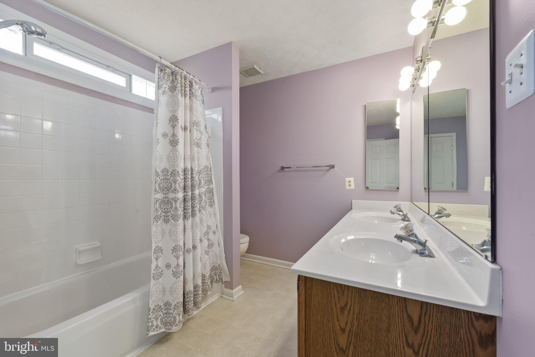 452 Doe Meadow Drive Owings Mills, MD 21117 - Photo 23 of 34 a bathroom with a bathtub shower sink vanity and a mirror