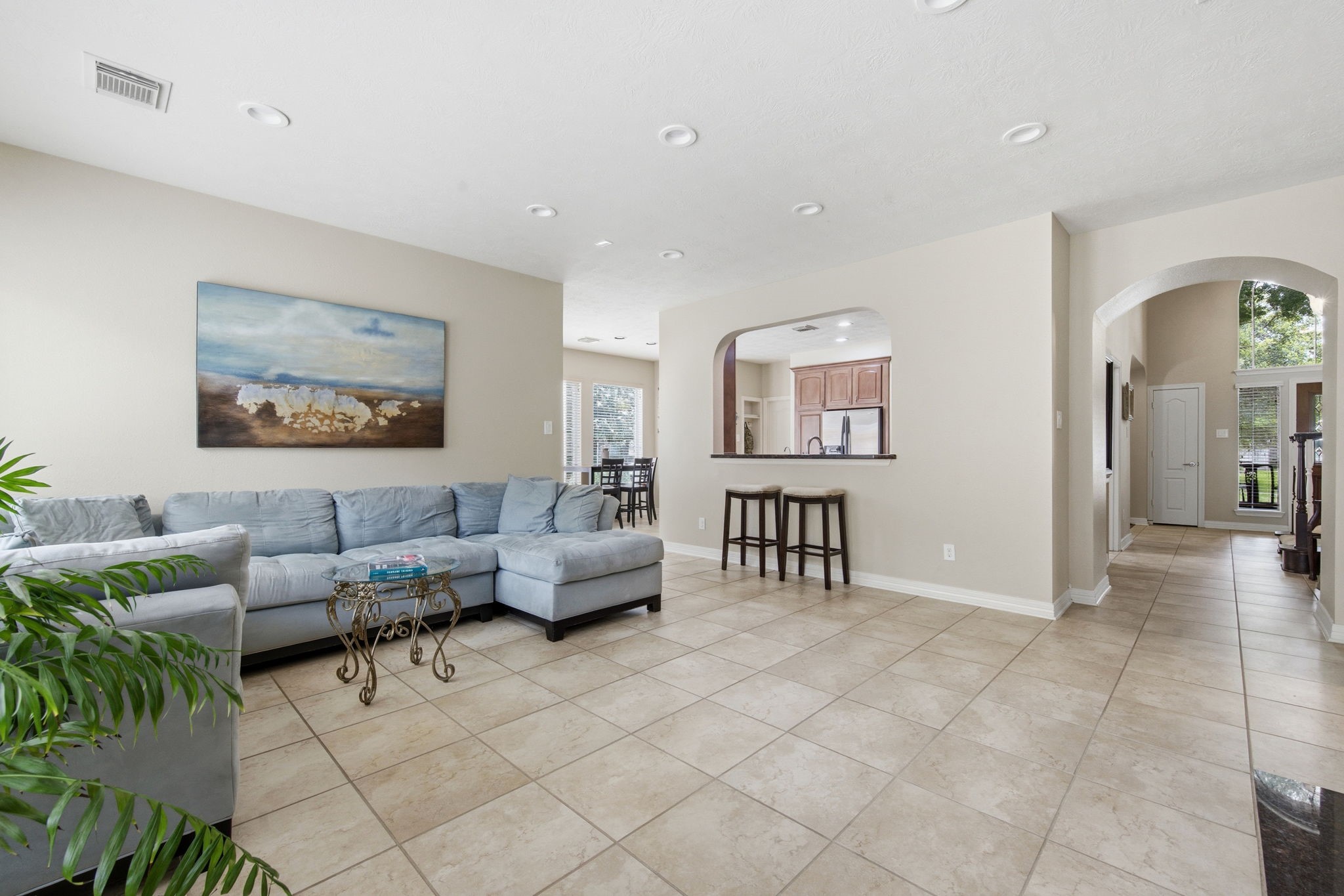 9722 Blue Cruls Way Spring, TX 77379 - Photo 14 of 45 Cute breakast bar for a cup of coffee or cereal! Plenty of recessed lighting.