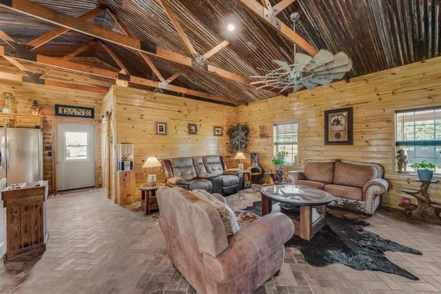 a living room with furniture