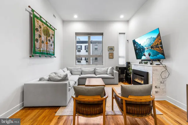 a living room with furniture and a flat screen tv