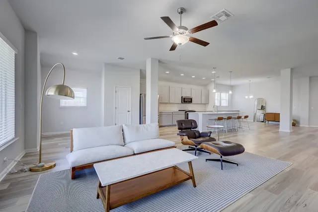 a living room with furniture