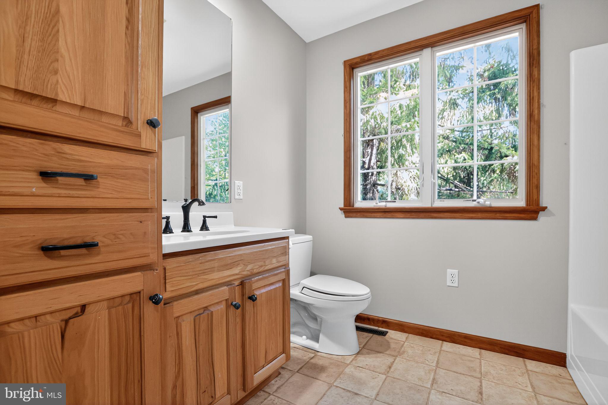 1709 Snyder Road Green Lane, PA 18054 - Photo 20 of 30 a bathroom with a toilet sink and mirror