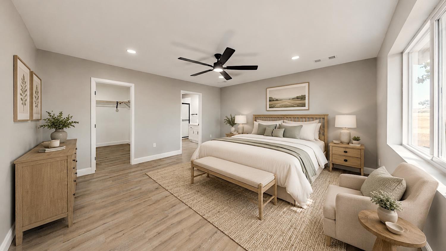 4728 Zorro Road La Grange, CA 95329 - Photo 37 of 56 Digitally Altered Virtually Staged. Wood-finish flooring, recessed lighting, ceiling fan, and large windows