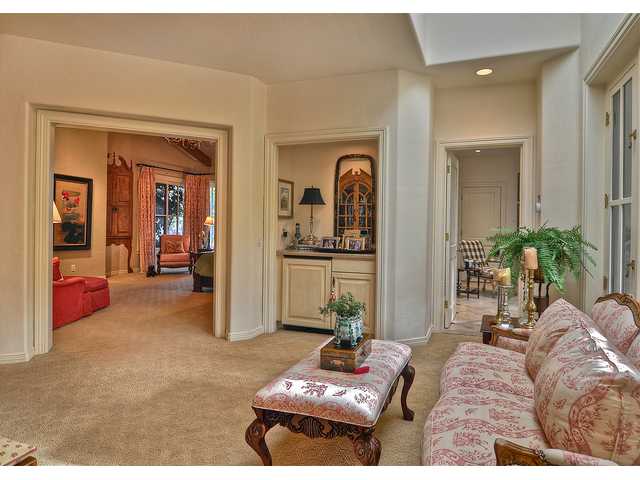 5259 La Glorieta Rancho Santa Fe, CA 92067 - Photo 17 of 25 Master sitting area with dry bar, mini-frig, French doors to private balcony