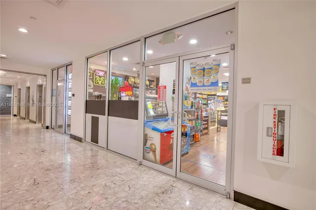 a view of a hallway with lots of stuff