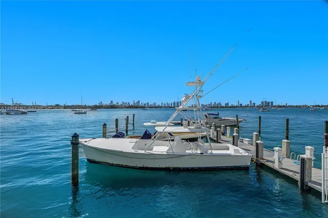 a view of a lake with couches