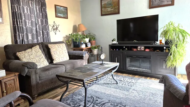 a living room with furniture and a flat screen tv