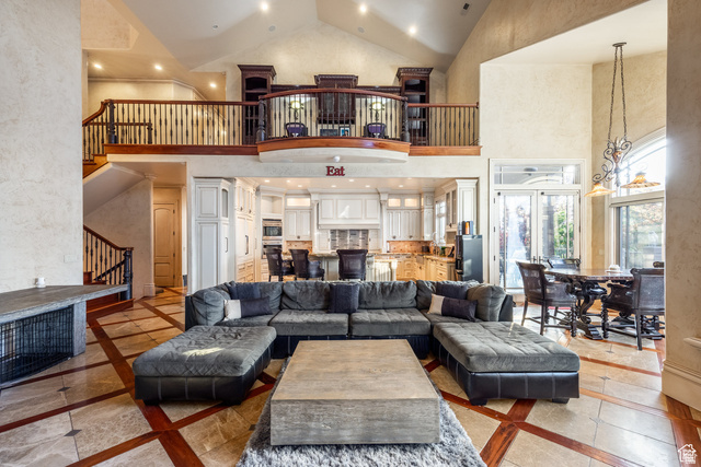694 West Cephus Road Draper, UT 84020 - Photo 33 of 148 Spacious living area featuring high vaulted ceilings and a multi-level design