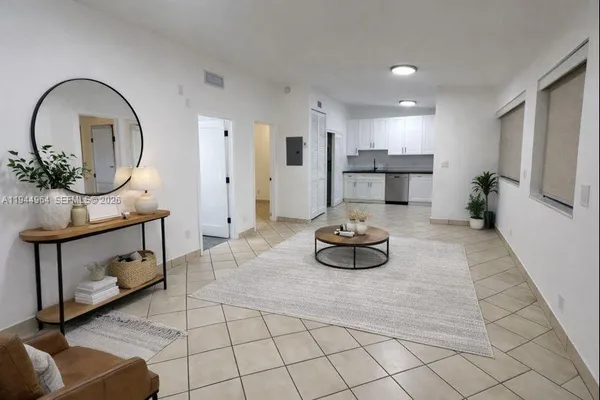 a living room with furniture