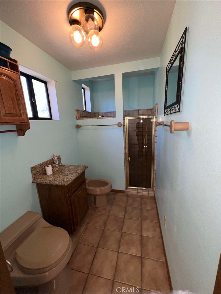 23109 Cardinal Road Wrightwood, CA 92397 - Photo 20 of 49 a bathroom with a toilet mirror and vanity