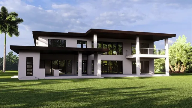 a view of a building with a swimming pool