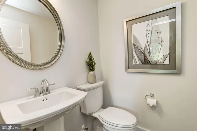 a bathroom with a toilet a sink and mirror