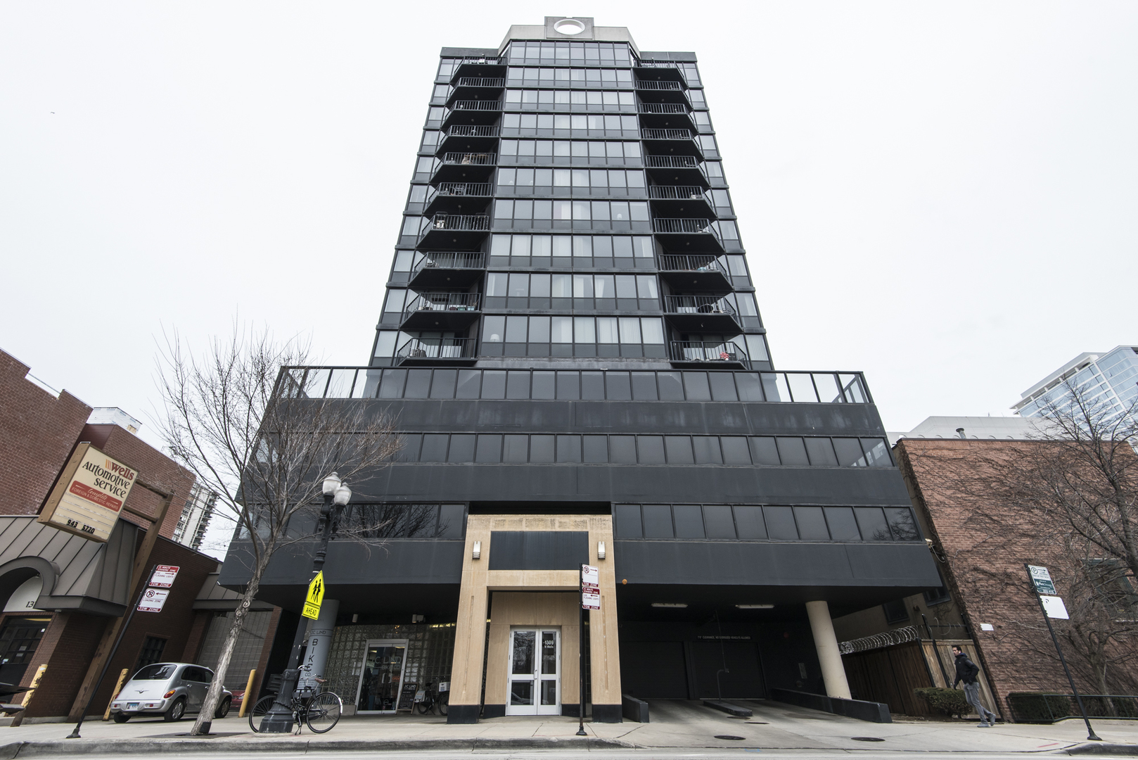 a front view of a building