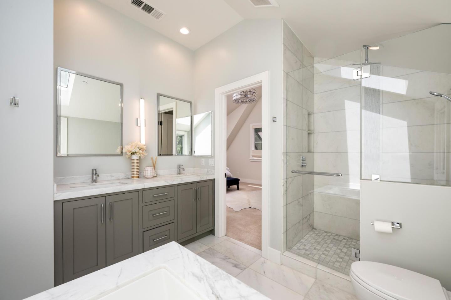 48 Middlegate Street Atherton, CA 94027 - Photo 12 of 27 a spacious bathroom with a bathtub shower sink mirror and toilet