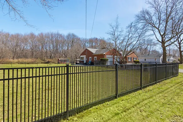 a view of a wrought iron fences