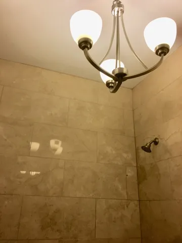 a bathroom with a bathtub