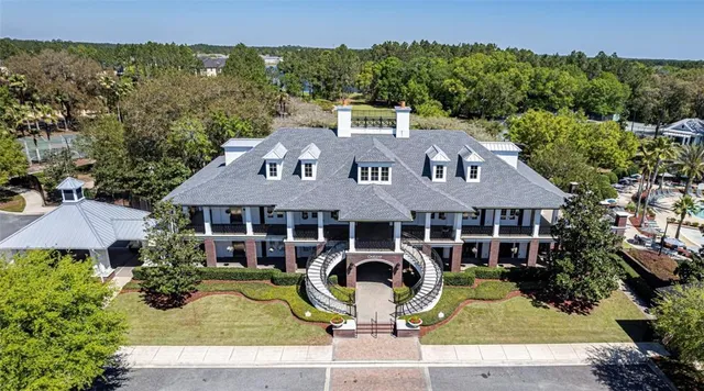 an aerial view of a house