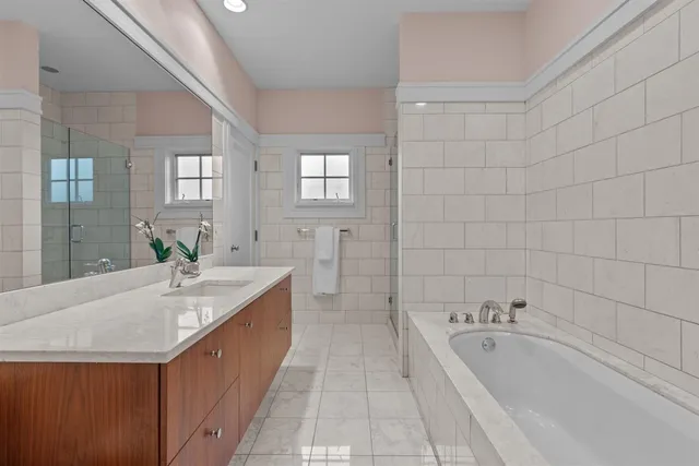 a view of an empty room with shelves