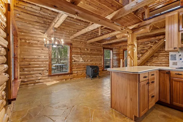 a view of a balcony with wooden floor