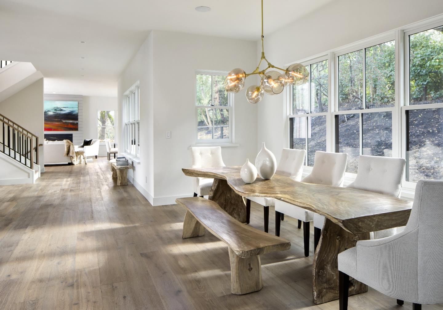 135 Dean Road Woodside, CA 94062 - Photo 10 of 31 a view of a dining room with furniture window and outside view