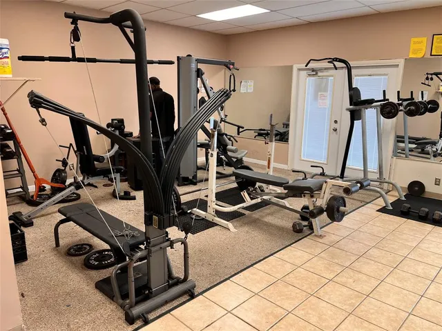 a view of a room with gym equipment