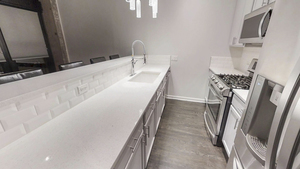 1069 West 14th Place, Unit 123 Chicago, IL 60608 - Photo 3 of 20 a bathroom with double vanity and two mirror