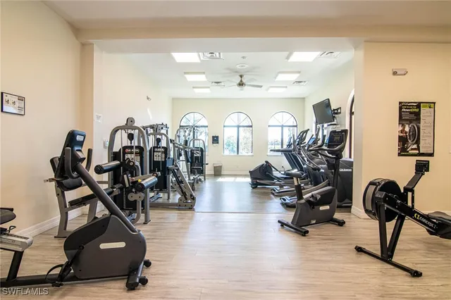a view of a room with gym equipment