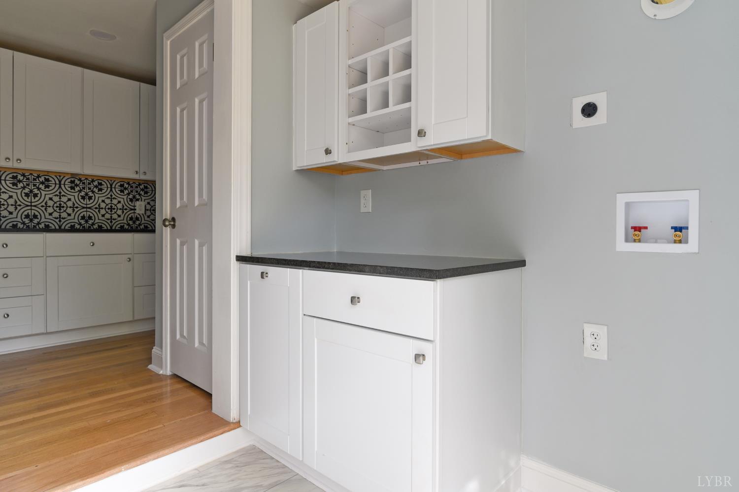 4724 Old Boonsboro Road Lynchburg, VA 24503 - Photo 25 of 39 a kitchen with a white cabinets and wooden floor