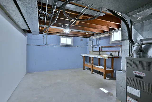 a view of a room with storage and racks