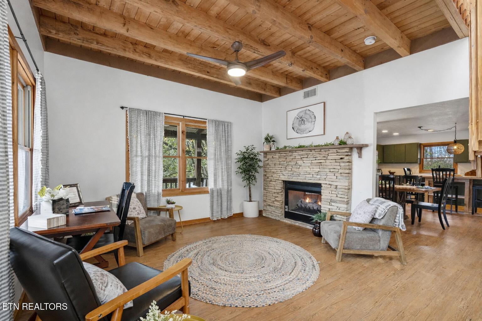 2489 Upper Middle Creek Road Sevierville, TN 37876 - Photo 7 of 57 Cozy living room with stone fireplace (3