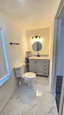 a bathroom with a toilet a sink and a mirror