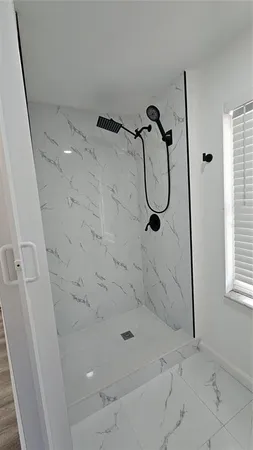 a bathroom with a bathtub
