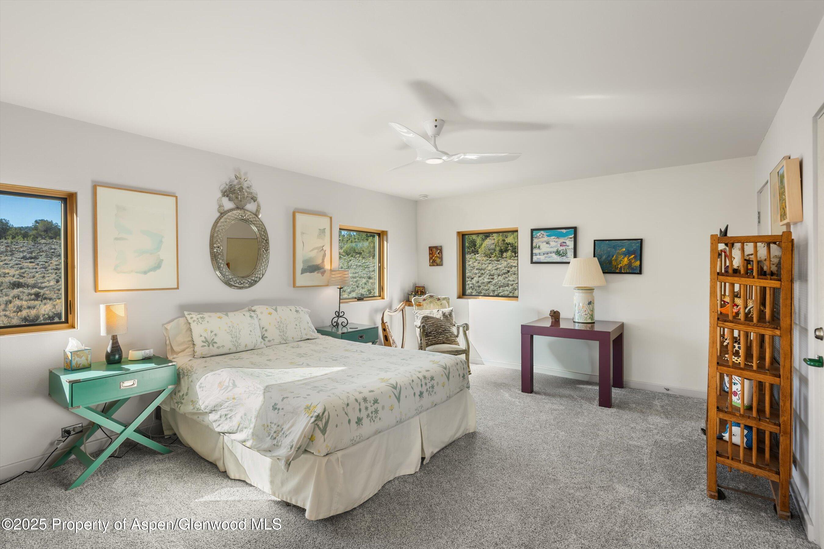 525 Cactus Flats Road Carbondale, CO 81623 - Photo 17 of 50 a bedroom with a bed couch and a window