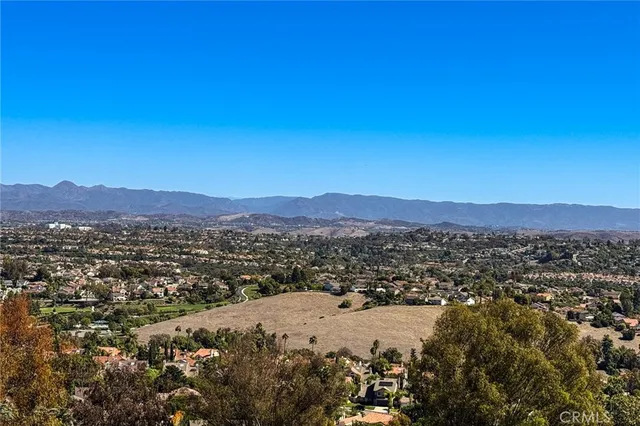 a view of a city with mountains in the background